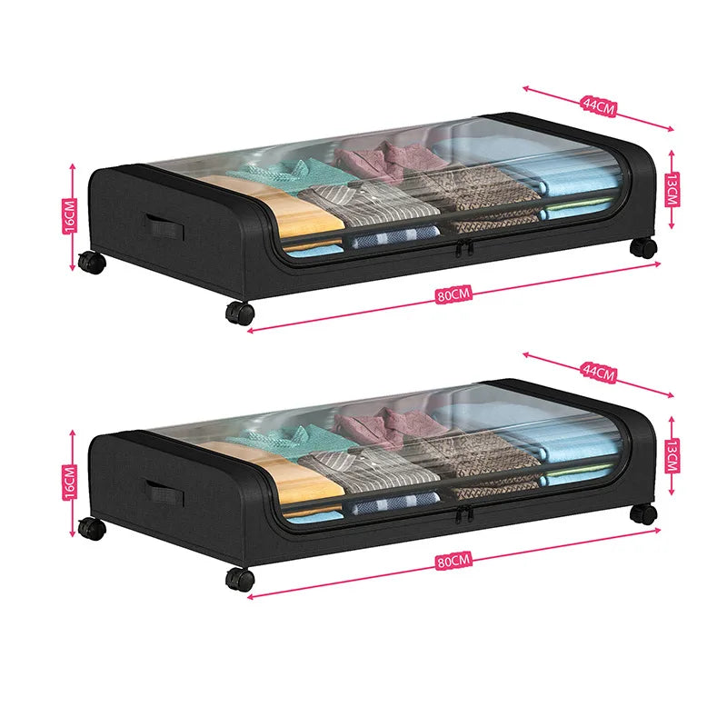 Under Bed Storage Organizer - Underbed Bins With Wheels And Lid For Clothes Bedding Shoes Blankets Books Toys Home Organization Good Vibrations