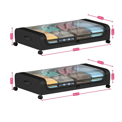 Under Bed Storage Organizer - Underbed Bins With Wheels And Lid For Clothes Bedding Shoes Blankets Books Toys Home Organization Good Vibrations