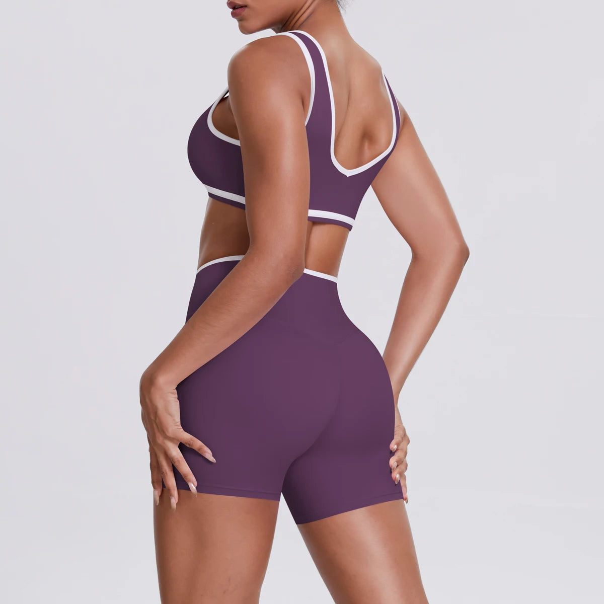 Women Two Piece Gym Workout Set Female Bra Yoga Sets 2ps Shorts Fitness Wear Women Quick-Dry Camisole Sports Bra Suits Good Vibrations