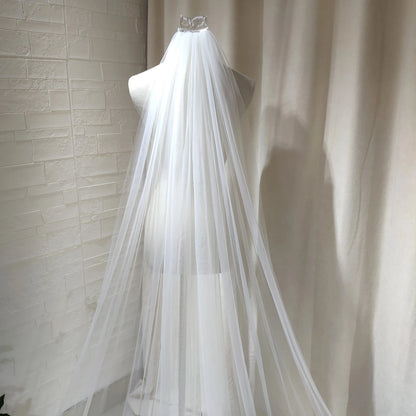 Champagne Wedding Veil, Ivory Simple Wedding Veil, One Layer White Wedding Veil, Simple Tulle Wedding Veil Good Vibrations