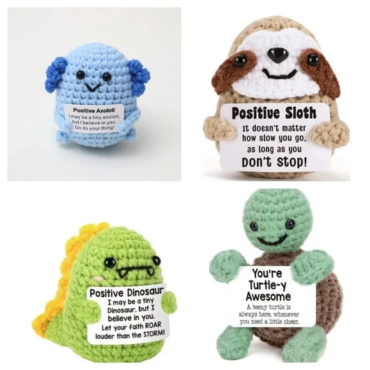 New Positive Energy Potato Hug Pocket Mini Handmade Plush Wool Knitting Doll with Card Funny Christams Gift Home Room Decoration Good Vibrations