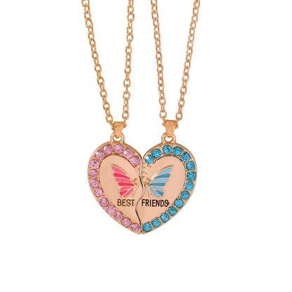 Fashion Best Friends Honey Love Couple Pendant Necklace 2 Pcs/ Set Chain Choke Broken Heart BFF Good Friendship Jewelry Gift Good Vibrations
