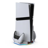 for PS5 Pro/Slim Multi Functional Cooling and Charging Base for PS5 Pro Game Controller Charging Stand Bracket Storage RGB light Good Vibrations