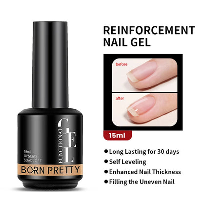BORN PRETTY Milky Pink Rubber Base Gel Nail Polish Glitter 15ml Semi-Permanent Varnish Soak Off Self Leveling UV LED Gel Good Vibrations