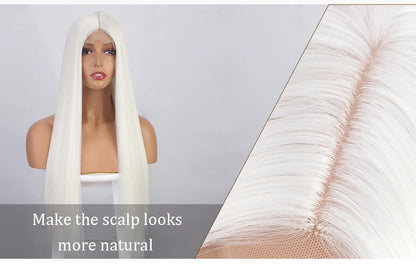 I's a wig Long Straight White Cosplay Wigs Synthetic Wigs for Women 60 613 Blonde Grey Pink Black Color for Daily Party Lolita Good Vibrations