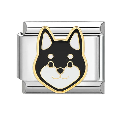 Cartoon Charm Teddy Corgi Shiba Inu Pet Dog Italian Charm Links Fit 9mm Bracelet Stainless Steel DIY Jewelry Making Wholesale Good Vibrations