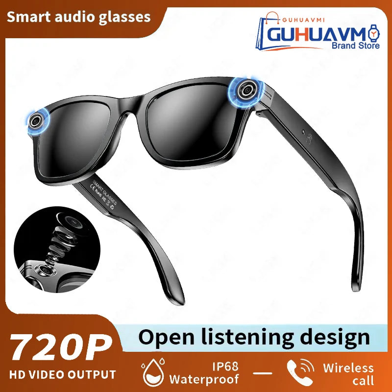 AI Smart Glasses 800W Anti Shake HD Camera Video Recording Languages Translation Sunglasses Bluetooth Call Music Play Man Women Good Vibrations