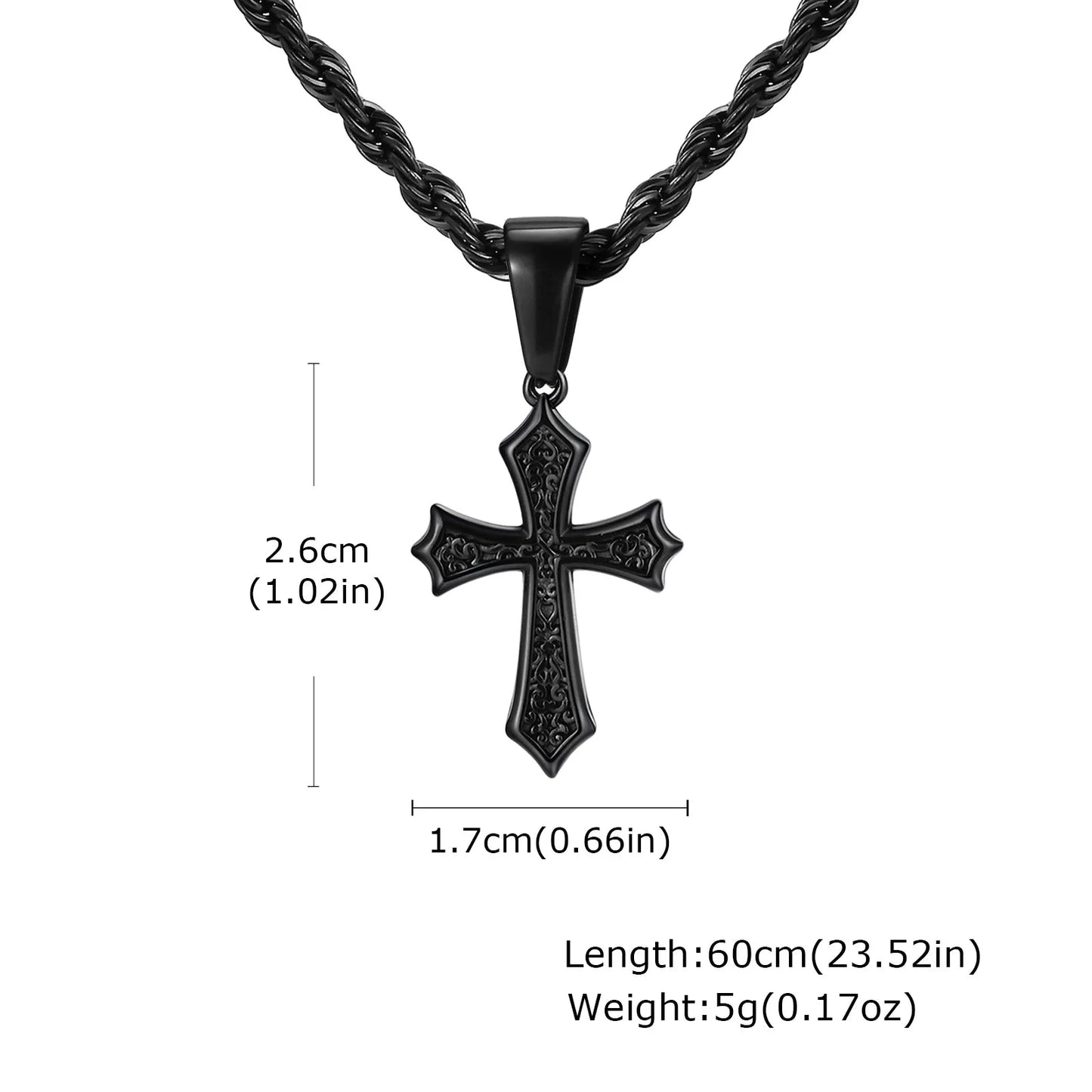 Hip Hop Cross Necklace for Men Women,50/55/60cm Stainless Steel Chic Cross Pendant,Christian Classic Jewelry Gifts Good Vibrations