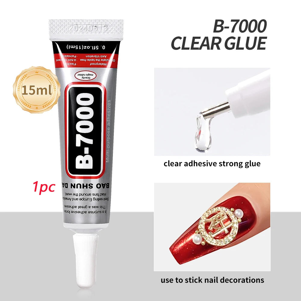 5Pcs Fast Drying Nail Art Glue Glitter UV Acrylic Rhinestones Press on Nails Strong Adhesive Nail Glue False Tips Manicure Tool Good Vibrations