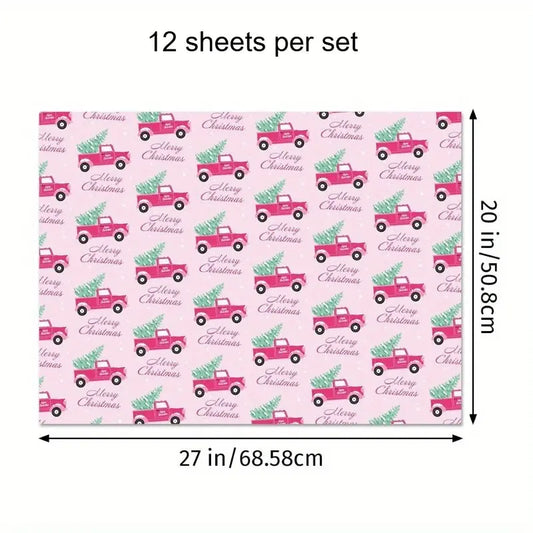 1set Christmas Gift Wrapping Paper with Snowmen, Gingerbread Men,Hearts & Balloons - Pastel Winter Theme with & White Snowflakes Good Vibrations