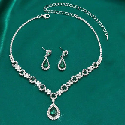 Fashionable Crystal Jewelry Necklace Earring Set Premium Luxury Pendant Necklace Original Design Inlaid Zircon Dangle Earrings Good Vibrations Adult Super Store