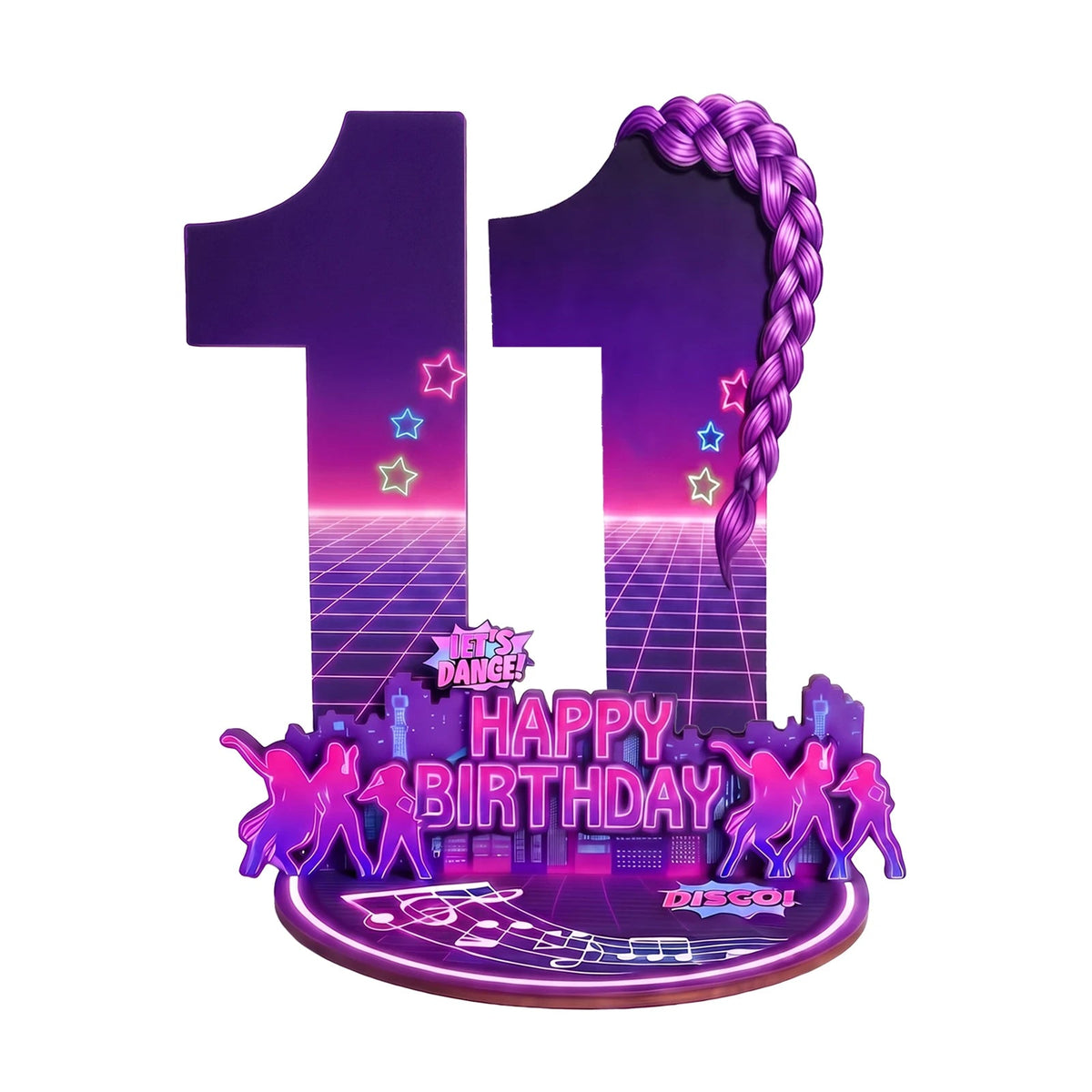 purple disco Music Dance Party Supplies，purple Birthday Centerpiece for Party Decor Wooden Table Photo Prop Number Sign Good Vibrations