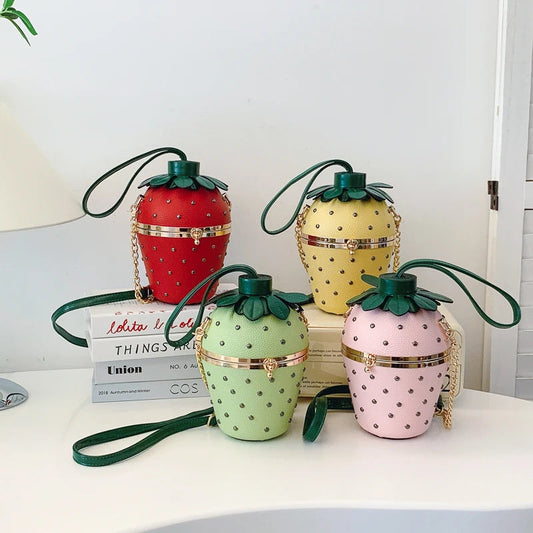 Designer Bolsos women  Shoulder Strawberry shaped rivet  Little Hand Bags Sac Handbags For Girls Ladies Purses And Crossbody Good Vibrations