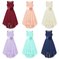 Kids Wedding Flower Girls Party Dress Sleeveless Ruched Shiny Beaded Hi-low Hem Elegant Chiffon Dress for Birthday Evening Prom Good Vibrations