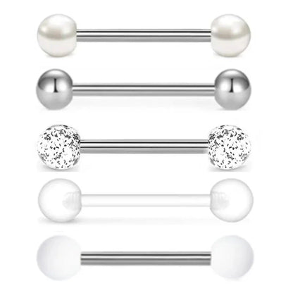5PCS Acrylic Tongue Piercing Barbell Set Stainless Steel Glitter Tongue Rings Lot 14G Nipple Piercing Bar Bulk Piercing Langue Good Vibrations Adult Super Store