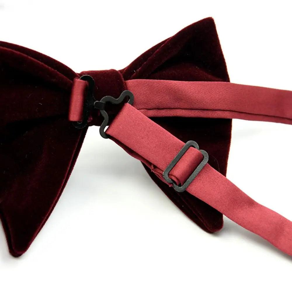 Mens Oversized Bow Tie Solid Velvet Bowtie Wedding Party Tuxedo Adjustable Necktie Big Bow Tie Good Vibrations