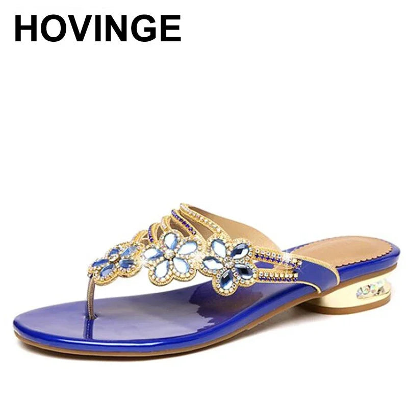 HOVINGE Summer Shoes Elegant Open Toe Summer Slides Female Outdoor Shoes High Quality Ladies Fashion Sandals Evening Flip Flop Good Vibrations