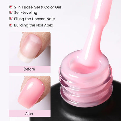 BORN PRETTY Milky Pink Rubber Base Gel Nail Polish Glitter 15ml Semi-Permanent Varnish Soak Off Self Leveling UV LED Gel Good Vibrations