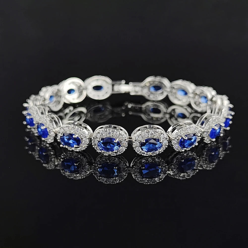 2024 New Luxury Blue Red Green Black Color Bracelet Bangle for Women Anniversary Gift Jewelry Wholesale S6923 Good Vibrations