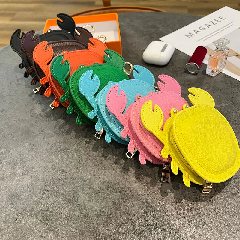 Crab Coin Purse Bag Charm Pendant,Mini Wallet Zipper Pouch for Earphone Storage,Backpack Handbag Hanging Decoration Accessories Good Vibrations