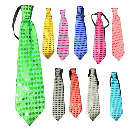 LED Luminous Tie Dot Print Button Battery Powered Necktie Men Women Sequins Glowing Tie Parties Nightclubs Accessories 발광 넥타이 Good Vibrations