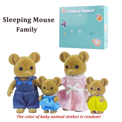 Box Packing Forest Family Reindeer Bunny Panda Animal Simulation Dollhouse Playset Play House Toy Accessories Xmas Gift for kids Good Vibrations