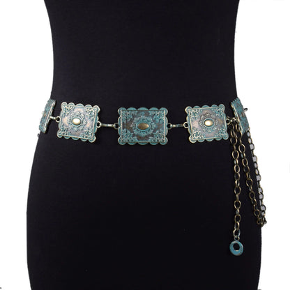 new women's belt fashionable retro style metal carved decorative chain waist chain accessories Good Vibrations