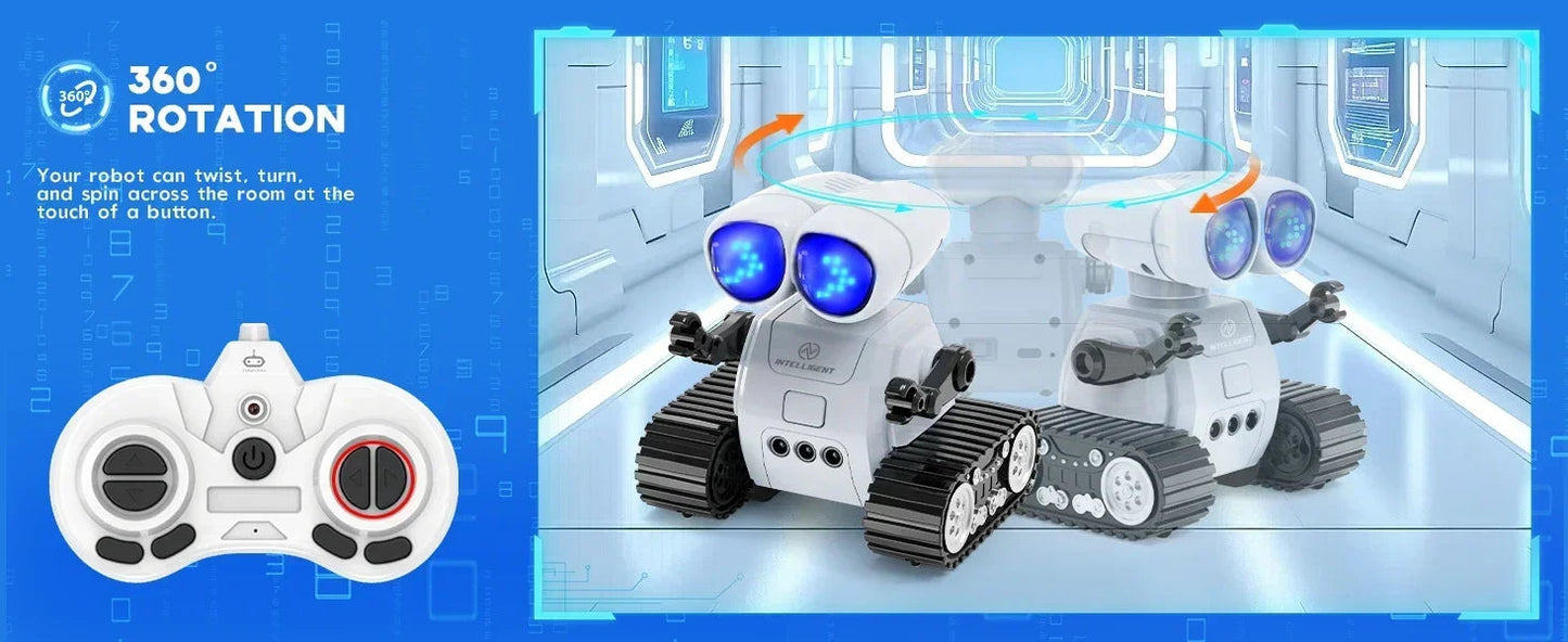 TOY Life Rechargeable RC Robot - LED Eyes Music Walkie Talkie Remote Control Toy for Kids Toddler Gift Good Vibrations