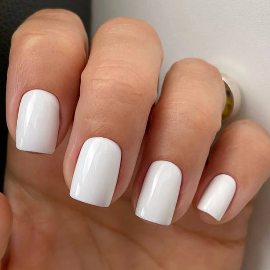 100pcs White Medium Square False Nails Full Cover Acrylic Artifical Fake Nail Tips Women Nail Decoration 10 Sizes Press On Nails Good Vibrations