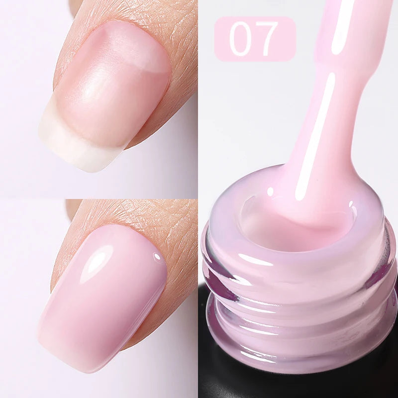 BORN PRETTY Milky Pink Rubber Base Gel Nail Polish Glitter 15ml Semi-Permanent Varnish Soak Off Self Leveling UV LED Gel Good Vibrations