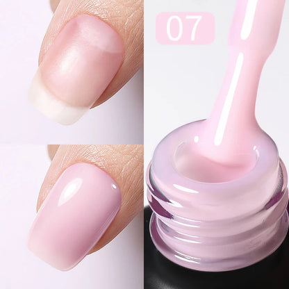 BORN PRETTY Milky Pink Rubber Base Gel Nail Polish Glitter 15ml Semi-Permanent Varnish Soak Off Self Leveling UV LED Gel Good Vibrations