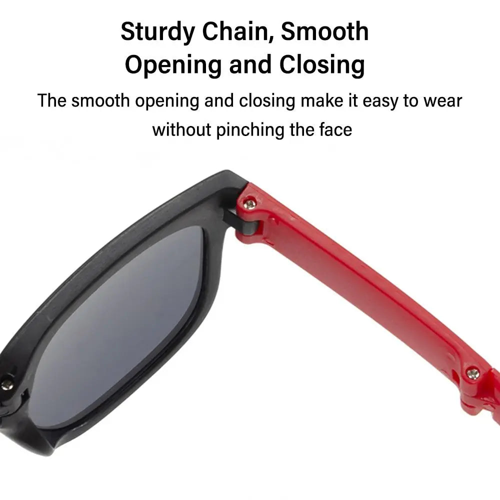 Square Frame Kids Sunglasses Fashion UV 400 Outdoor Foldable Sunglasses Children Eyewear for Toddler Boys and Girls Good Vibrations