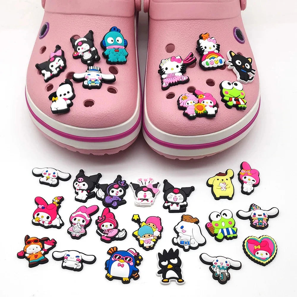 Sanrio Anime Hello kitty Kuromi Pochacco Shoe Charms for Clogs Bag Crocs Sneakers Shoe Decorations Bag Decors Good Vibrations