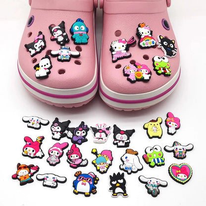Sanrio Anime Hello kitty Kuromi Pochacco Shoe Charms for Clogs Bag Crocs Sneakers Shoe Decorations Bag Decors Good Vibrations