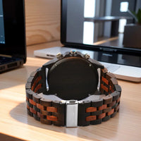 Wooden Wrist Watches For Men Fashion Quartz Wristwatches With Clock Date Week Timepieces Wood Wach Box for Him reloj hombre Good Vibrations