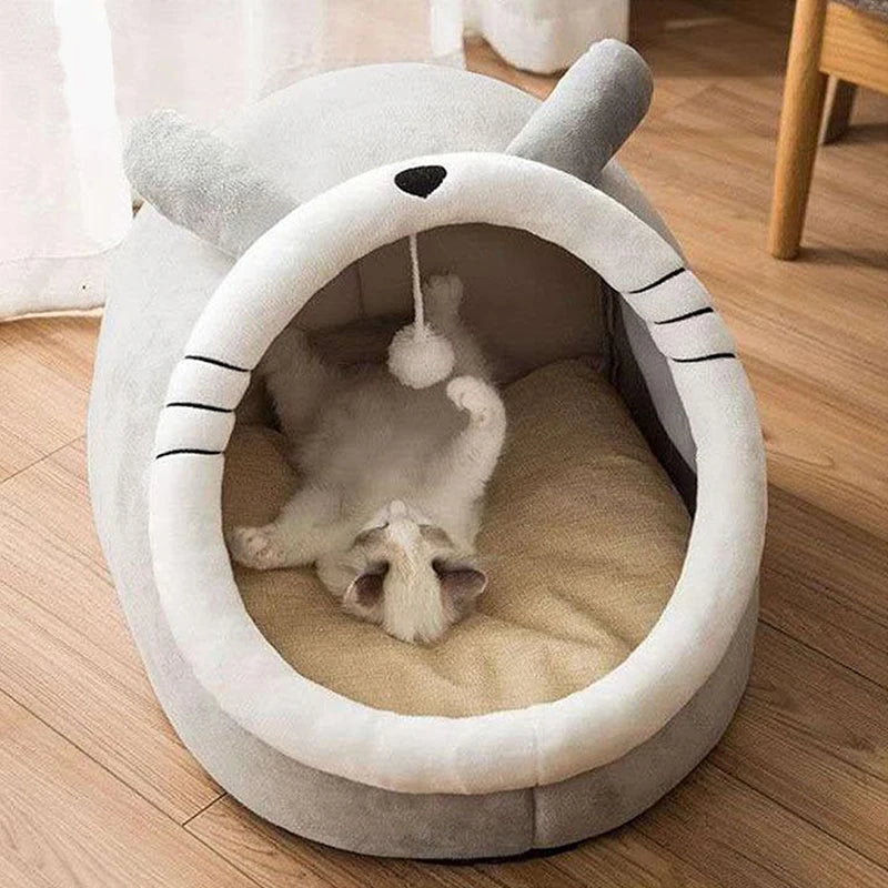 Deep Sleep Cat Bed Cartoon Pet Bed Foldable Removable Washable Pet Sleeping Bed for Small Dog Mat Bag Cave Cats Bed Good Vibrations