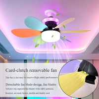 1 Set 40W Fan Light Snaps-on Detachable Fan Blade Design Household Silent RGB Dimming Fan Light For Bathroom Bedroom Kitchen Good Vibrations