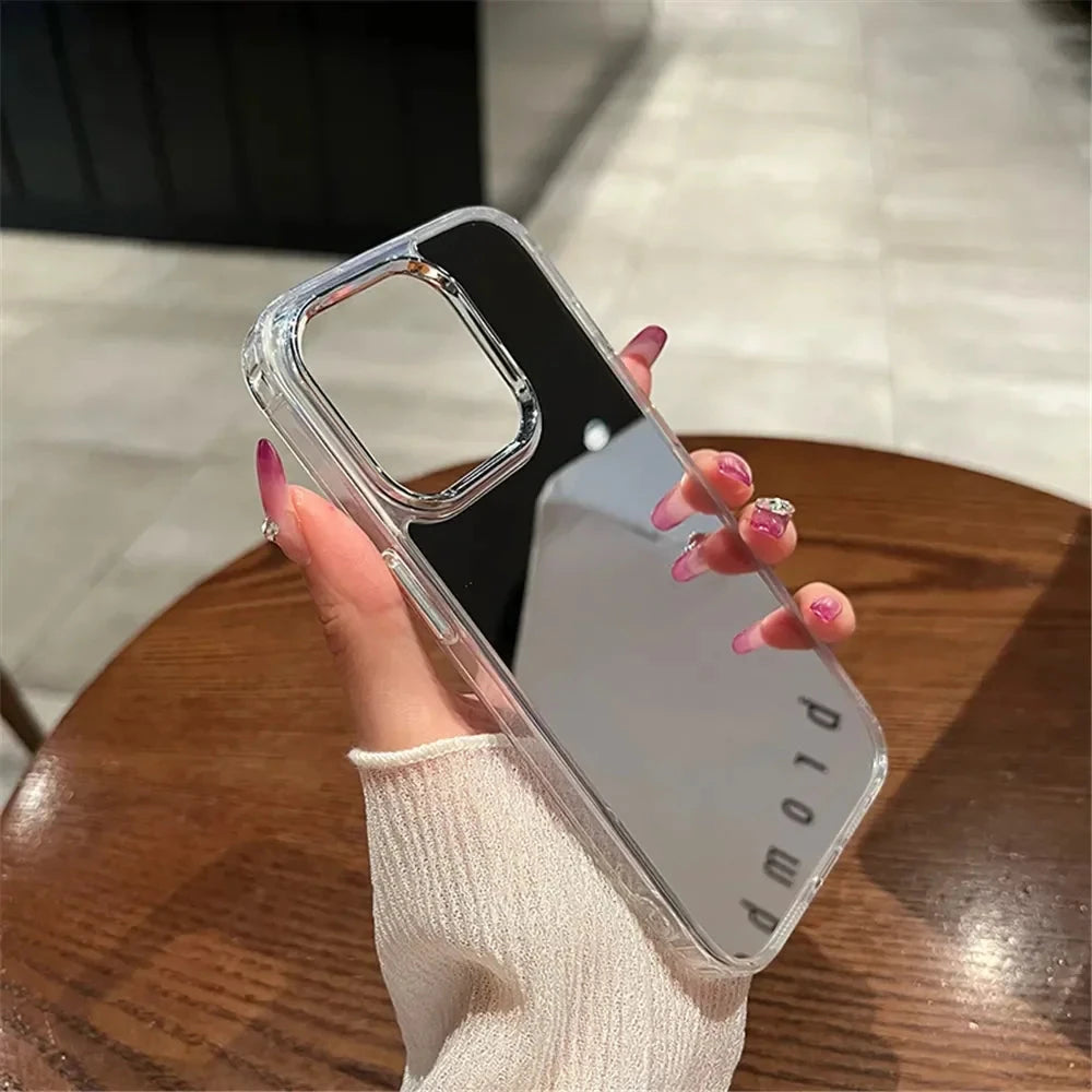 Luxury Acrylic Makeup Mirror Phone Case For iPhone 16 15 14 13 12 11 Pro Max XS X XR Plating Shockproof Back Cases Cover Good Vibrations