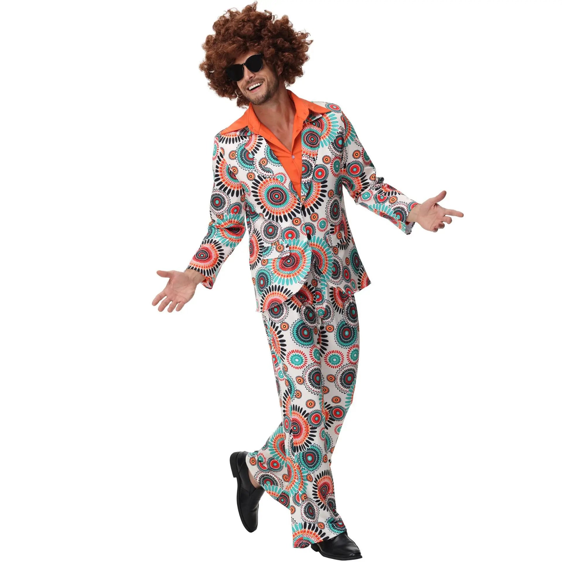 Cosplay Retro 70s 80s Hippie Costume Men Women Party Disco Couples Hippie Costumes Disco Rock Hip-Hop Performance Purim Dress Up Good Vibrations