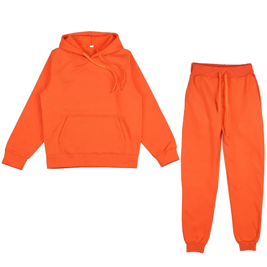 Men's Autumn and Winter New Solid Color Hoodie+pants Two-piece Set Fashionable Casual Sports Set Size S-3XL Good Vibrations
