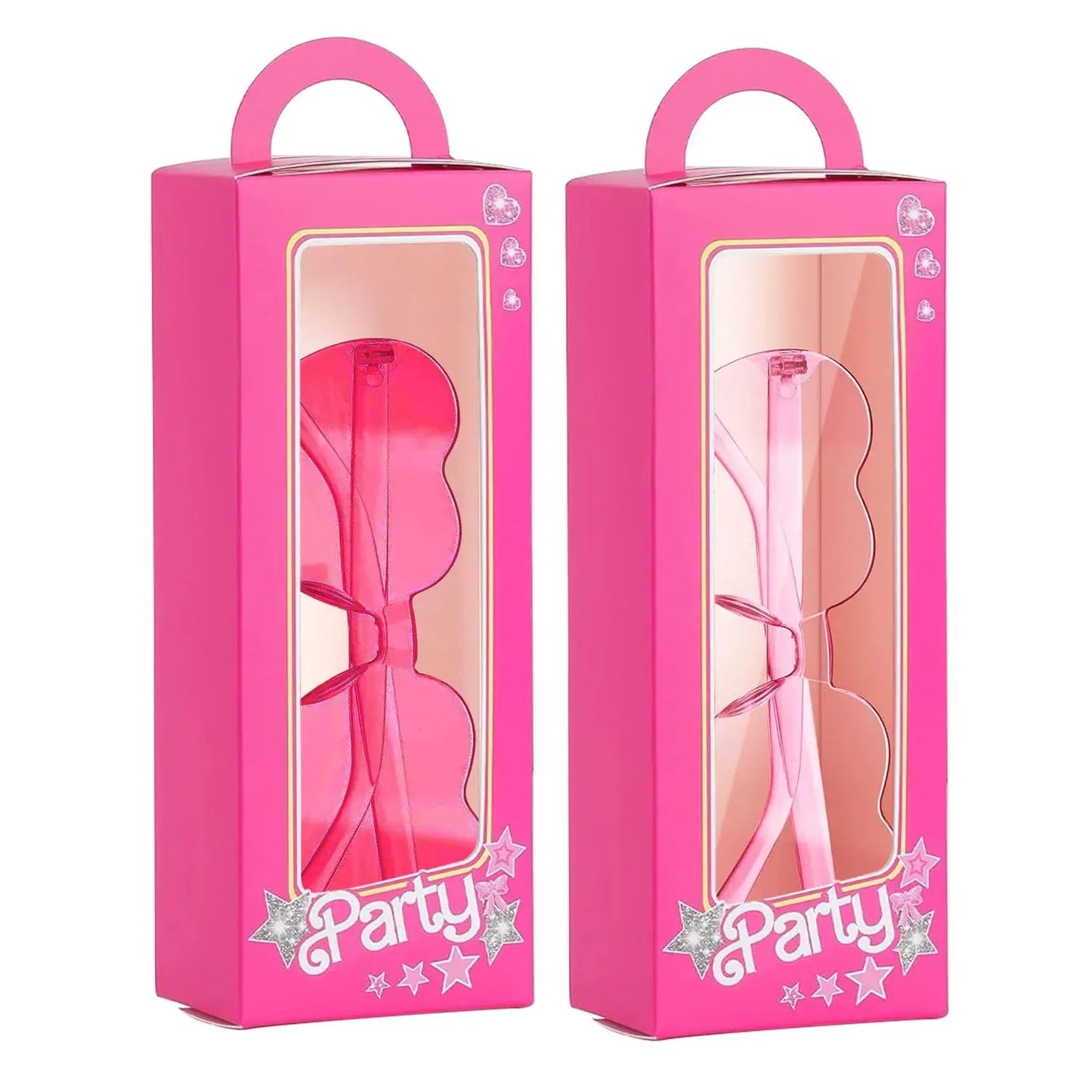 12 Pink Doll Gift Boxes Goodie Bag + 12 Heart Shaped Sunglass Pink Princess Girls Boxes for Birthday Bachelorette Party Favor Good Vibrations