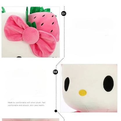 22cm Sanrio KT Cat Plush Toys Kawaii Strawberry KT Cat Plush Doll Home Decor Plushie Toy Girl Birthday Gift Good Vibrations