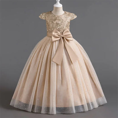 2024 Teen Girls Bridesmaid Flower Dresses for Wedding Elegant Luxury Party Sequin Lace Princess Evening Dress Birthday Prom Gown Good Vibrations
