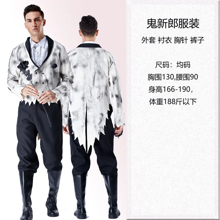 Women Halloween Vampire couple uniform Purim Cosplay Costumes men Horror Ghost Dead Zombie Corpse Bride costume Dress adult Good Vibrations