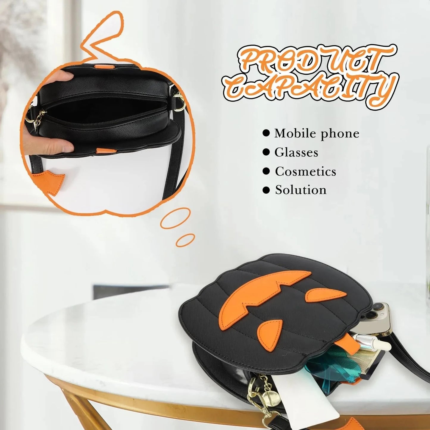 Halloween Pumpkin Shoulder Bag Women Novelty Purse PU Leather Female Daily handbag Halloween cute Candy Bags for Children Good Vibrations