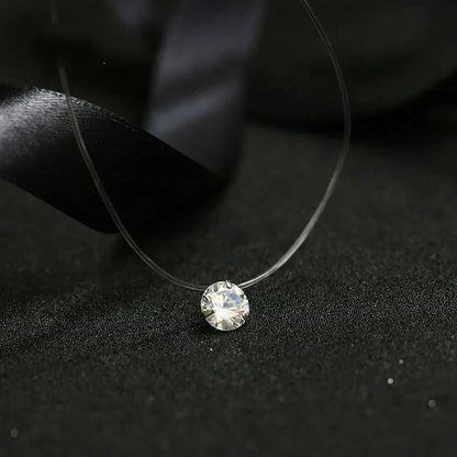 5 Colors Dazzling Zircon Necklace Invisible Transparent Fishing Line Simple Pendant Necklace Jewelry For Women Pearl Jewelry Good Vibrations