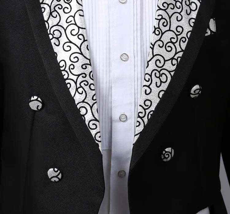 2024  Bent Flower Red/black /white Men's Dress Tuxedo Set Two-pieces,magician's Stage Performance, Conductor's Blazer Jacket Good Vibrations