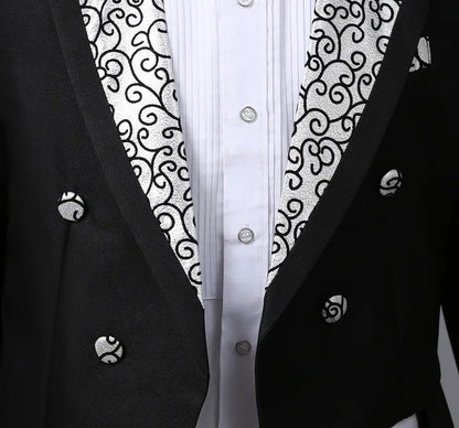 2024  Bent Flower Red/black /white Men's Dress Tuxedo Set Two-pieces,magician's Stage Performance, Conductor's Blazer Jacket Good Vibrations