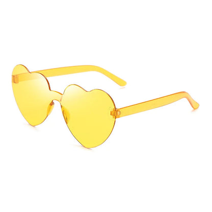 Color Transparent Sunglasses Women Heart Shaped Sun Glasses Fashion Travel Outdoor UV400 Shades Party Eyewear Goggle Men Gifts Good Vibrations