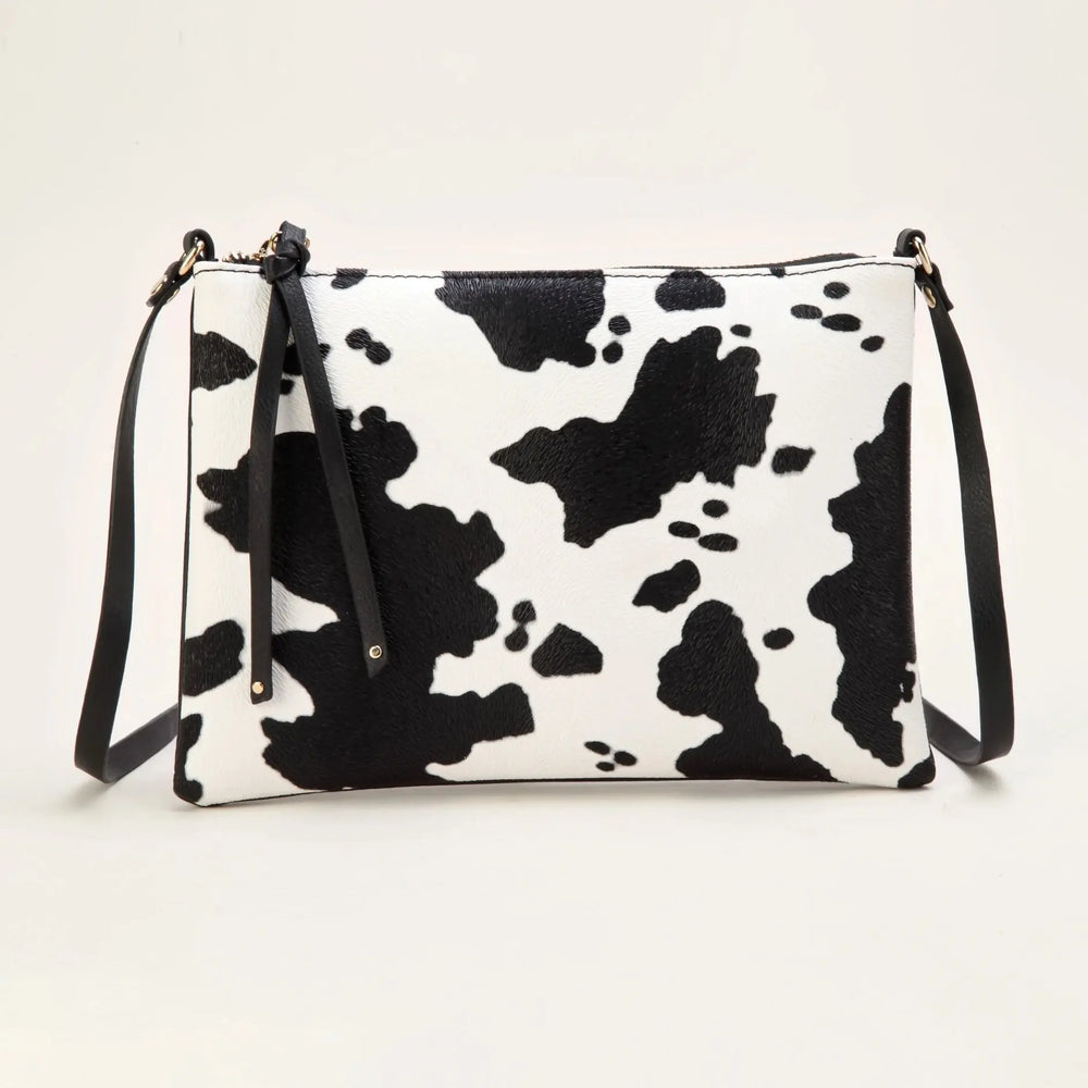 Small Cow Pattern Crossbody Bags For Women, PU Leather Textured Bag Purse, Classic Versatile Fashion Shoulder Bag Good Vibrations
